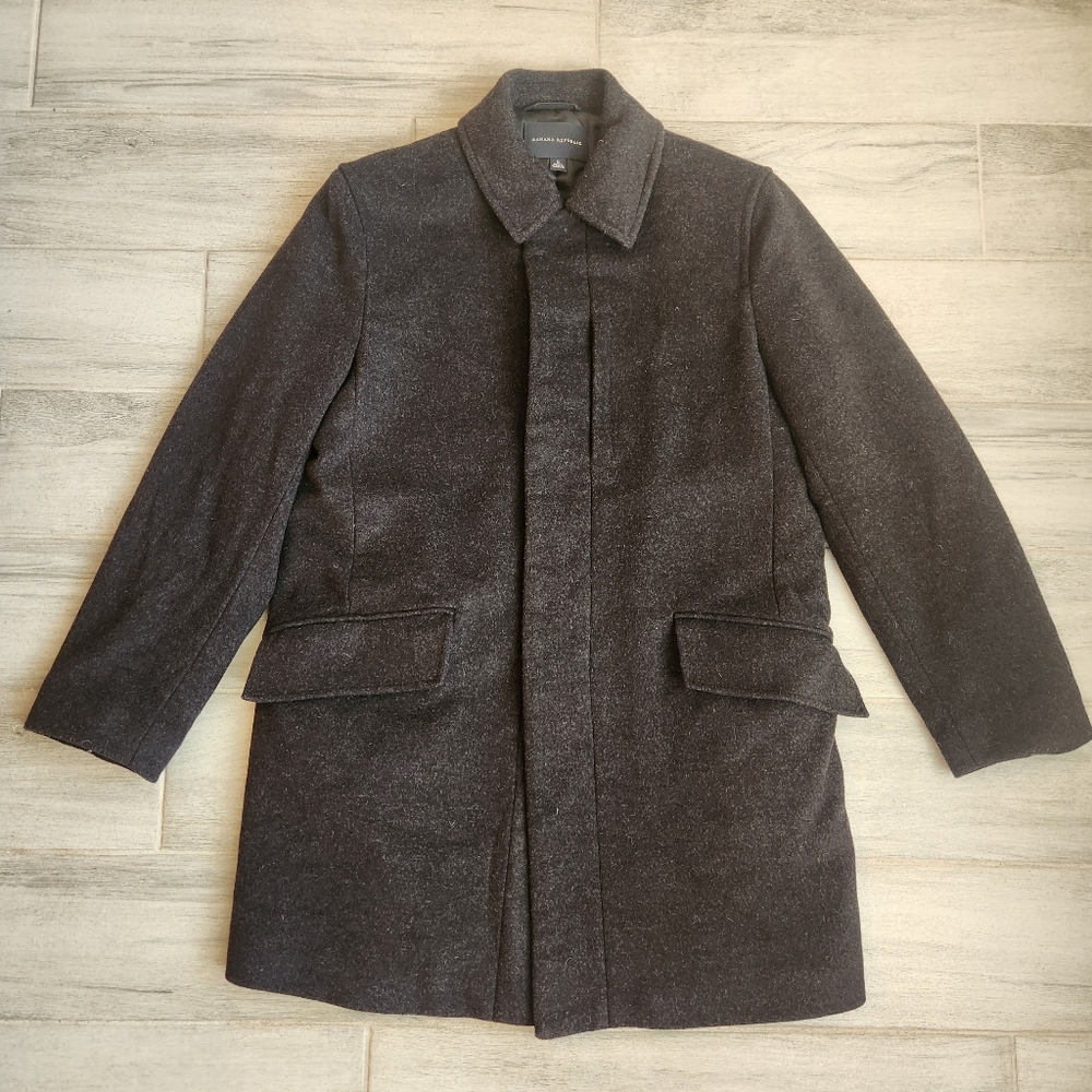 Banana Republic Topcoat Men's S Antracite Black Wool Cashmere Insulated Jacket